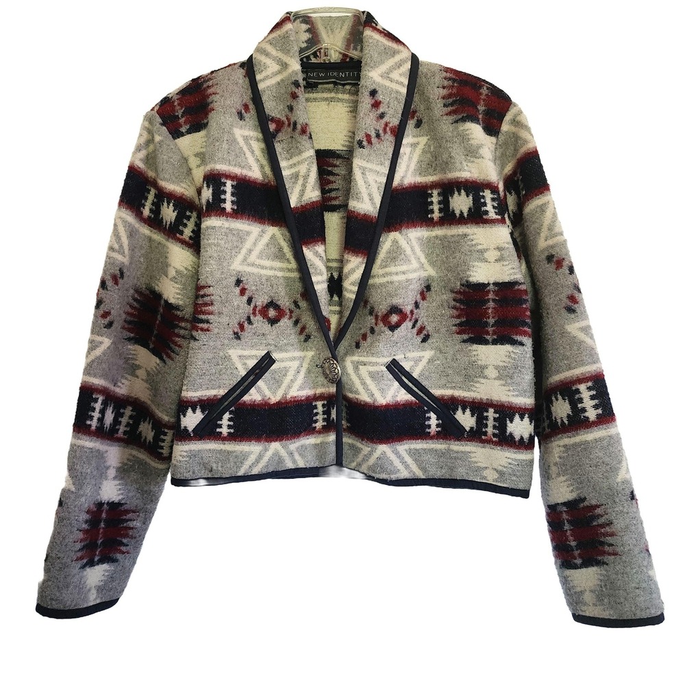 L vintage southwestern blanket jacket 90s‎ cropped